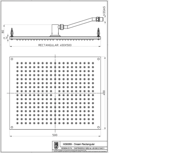 Верхний душ BOSSINI DREAM RECTANGULAR