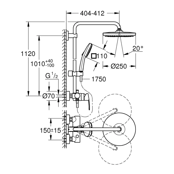 Фото Душова система Grohe QuickFix Vitalio Comfort System 250