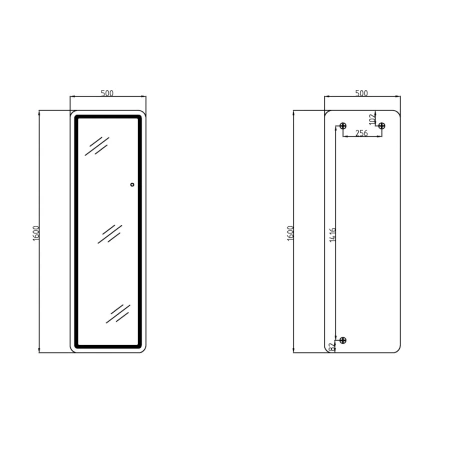 Дзеркало Qtap Gemini 500х1600 з LED-підсвічуванням Touch, з димером,