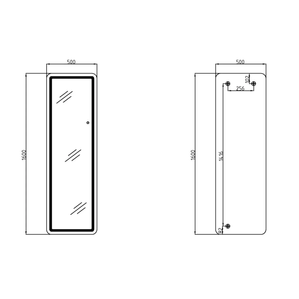 Дзеркало Qtap Gemini 500х1600 з LED-підсвічуванням Touch, з димером,