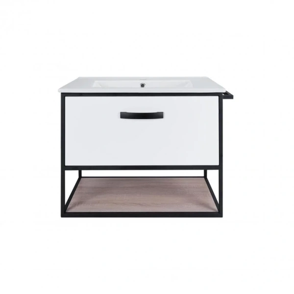 Комплект Qtap Taurus 600х580х437 White/Whitish oak підвісна тумба + раковина врізна