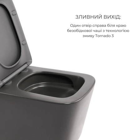 Комплект Qtap Tern Anthracite 3 в 1: підвісний унітаз Ultra Quiet + біде підвісне + раковина накладна