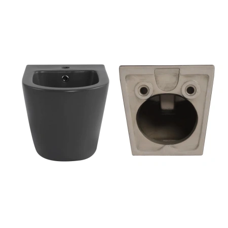 Комплект Qtap Robin Anthracite 3 в 1: підвісний унітаз Ultra Quiet + біде підвісне + раковина накладна