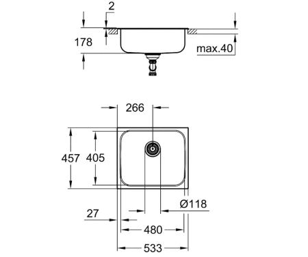 Фото Мийка сталева GROHE K-SERIES K 200