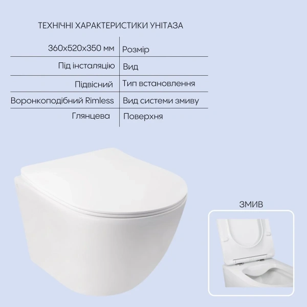 Набір Qtap інсталяція 3 в 1 Nest з панеллю круглої змиву + унітаз з сидінням Jay