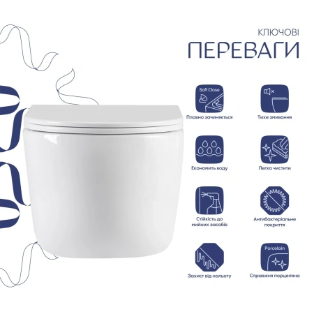 Унітаз підвісний Qtap Taurus Ultra Quiet 515×360×350 мм, White, з сидінням Slim Duroplast / Soft-close / Quick Release