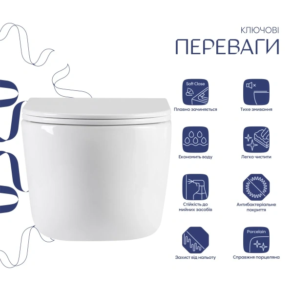Унітаз підвісний Qtap Taurus Ultra Quiet 515×360×350 мм, White, з сидінням Slim Duroplast / Soft-close / Quick Release