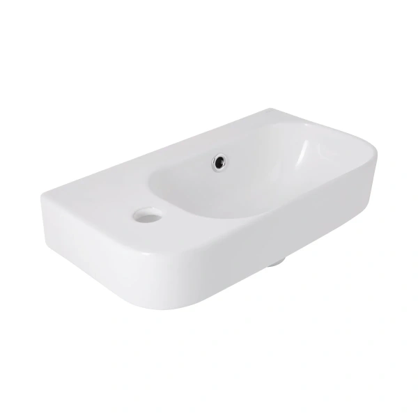 Раковина підвісна Tern 450х250х158 мм, White, ліва, прямокутна, без донного клапана Qtap