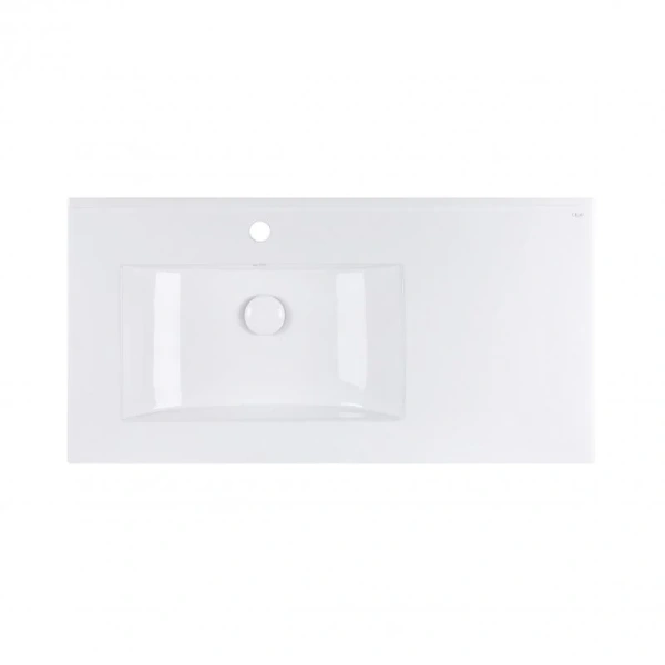 Раковина врізна прямокутна ліва 910x470x180 White з донним клапаном Qtap