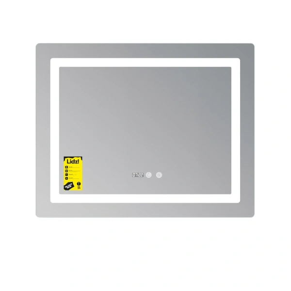 Дзеркало Lidz Kubis (KU2) 800х600 з годинником, з LED-підсвічуванням Touch, з антизапотіванням, з регулюванням яскравості