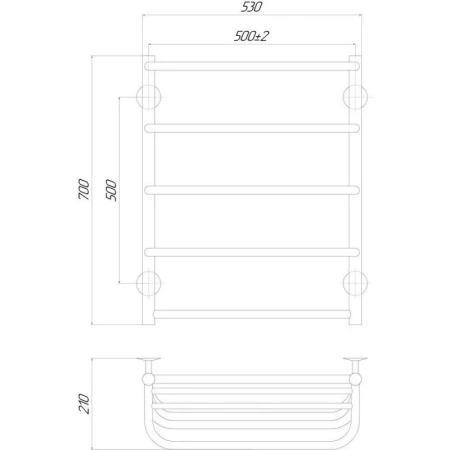 Фото Рушникосушка електрична Lidz Standard shelf P5 500x700 RE з полицею