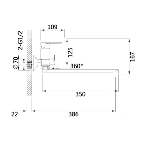 Фото Змішувач для ванни з довгим поворотним виливом та душовим гарнітуром Qtap Aries