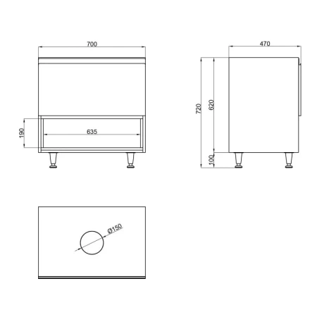 Тумба для підлоги Qtap Robin 700х616х437 Graphite/Whitish oak зі стільницею