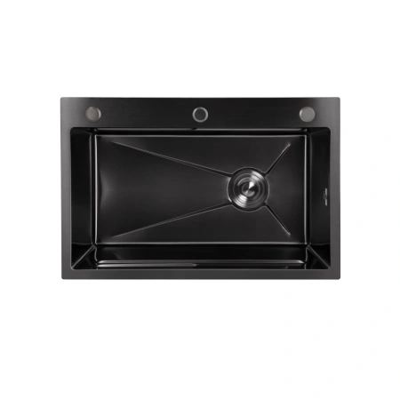 Фото Мийка для кухні Lidz Handmade H6845B 680x450 мм чорна інтегрована Brushed Black PVD