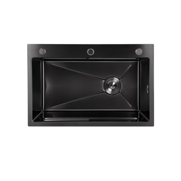 Фото Мийка для кухні Lidz Handmade H6845B 680x450 мм чорна інтегрована Brushed Black PVD