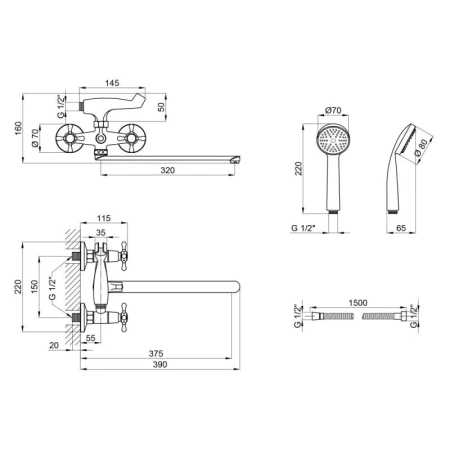 Фото Змішувач для ванни Lidz Mayfair