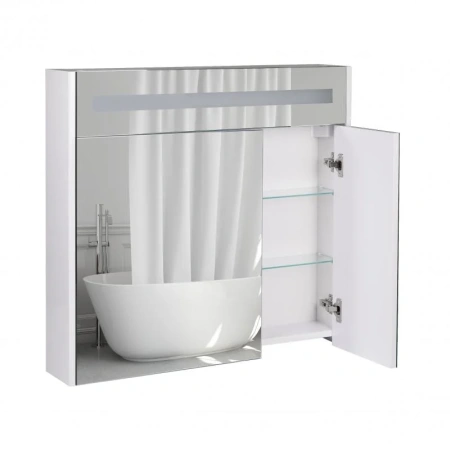 Дзеркальна шафа підвісна Qtap Robin 800х730х145 White з LED-підсвічуванням
