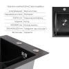 Фото Мийка для кухні з нержавіючої сталі Lidz 400x500 мм графіт Brushed Black PVD з кошиком-сушар