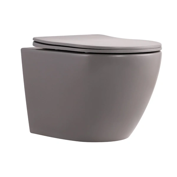Унітаз підвісний Qtap Robin Ultra Quiet 520×365×340 мм, Stone grey, з сидінням Slim Duroplast / Soft-close / Quick Release