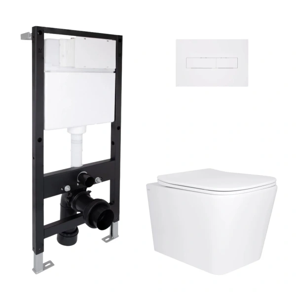 Готове рішення Qtap для ванної кімнати: підвісний унітаз Tern Ultra Quiet 525x345x360 + комплект інсталяції Standard (лінійна клавіша White)