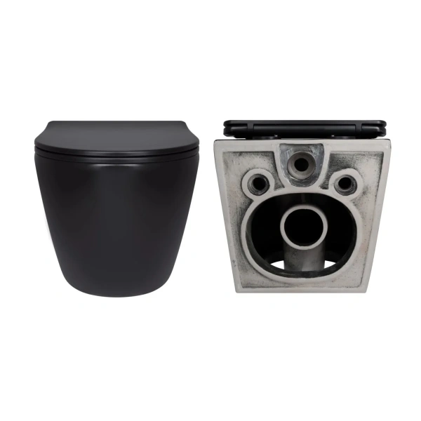 Комплект Qtap Robin Matt Black 2 в 1: унітаз підвісний Ultra Quiet QT13332381АSMB + біде підвісне