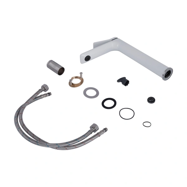 Змішувач для раковини високий Qtap Presto (хром-білий)