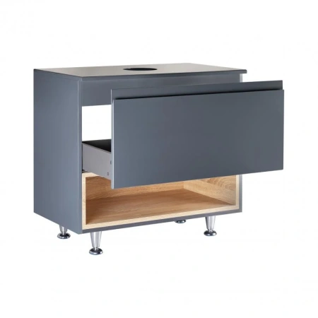 Тумба для підлоги Qtap Robin 700х616х437 Graphite/Whitish oak зі стільницею
