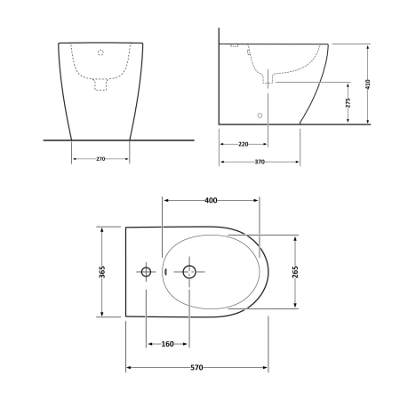 Біде підлогове Qtap Robin 565x360x405 Matt black