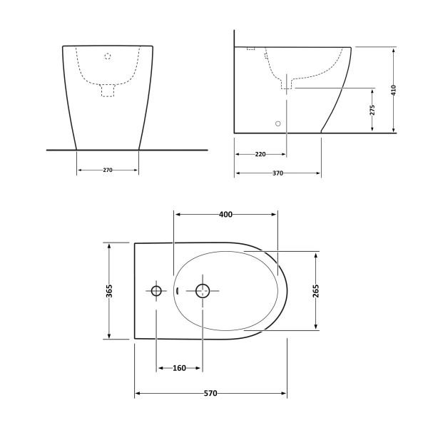 Біде підлогове Qtap Robin 565x360x405 Matt black