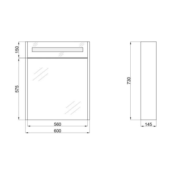 Дзеркальна шафа підвісна Qtap Robin 600х730х145 Graphite з LED-підсвічуванням