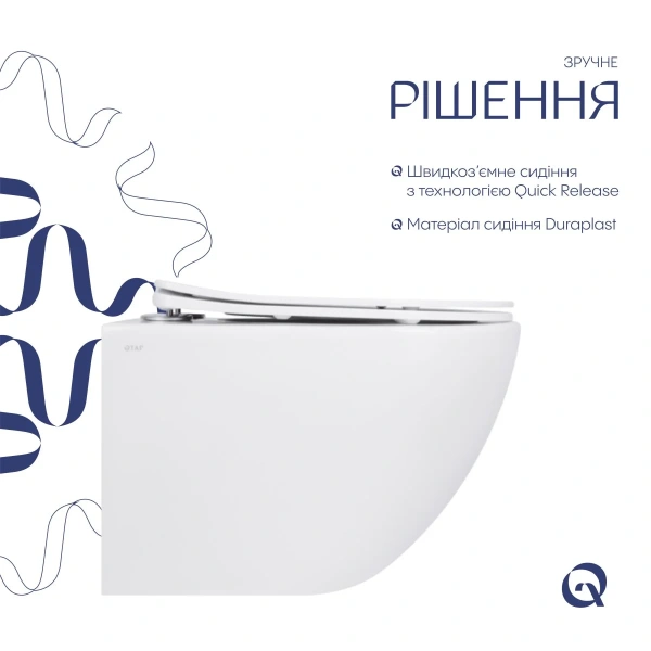 Унітаз підвісний у білому кольорі 520х360х320 з сидінням з мікроліфтом Slim Duroplast Qtap Jay