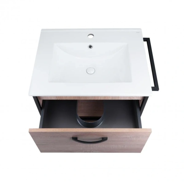 Комплект Qtap Taurus 600х580х437 Whitish oak тумба підвісна + раковина врізна
