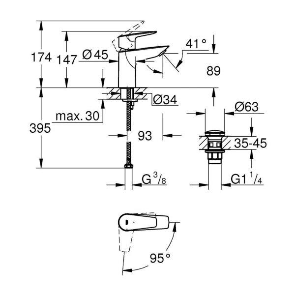 Фото Змішувач для раковини Grohe QuickFix StartEdge S-Size
