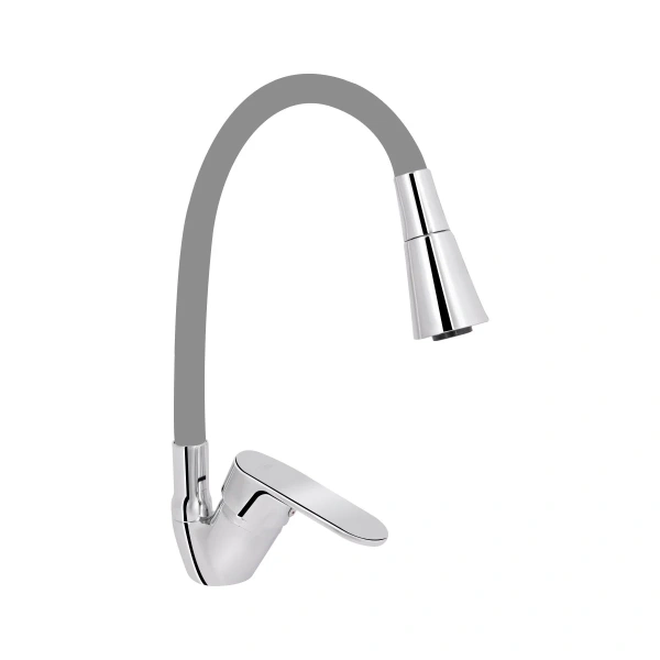 Змішувач для кухні Lidz Tani 008F3 з гнучким виливом (k40) Chrome/Grey