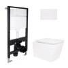 Готове рішення Qtap для ванної кімнати: підвісний унітаз Crow Rimless 485x340x330 + комплект інсталяції Standard (лінійна клавіша White)