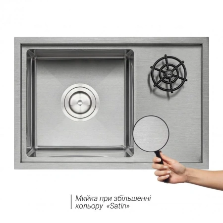 Фото Кухонна мийка з кришкою та омивачем Qtap DC5638 Satin 3.0/1.2 мм