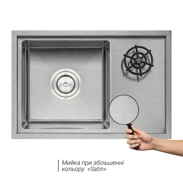 Фото Кухонна мийка з кришкою та омивачем Qtap DC5638 Satin 3.0/1.2 мм
