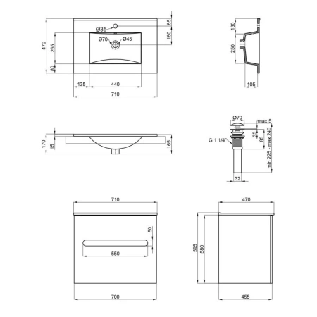 Комплект Qtap Virgo 700х580х437 White/Whitish oak підвісна тумба + раковина врізна