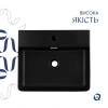 Раковина підвісна Nando LT 500х420х130 мм, Matt Black, прямокутна, без донного клапана Qtap