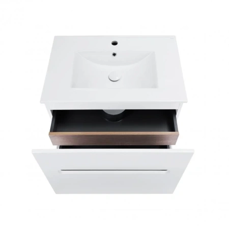 Комплект Qtap Virgo 700х580х437 White/Whitish oak підвісна тумба + раковина врізна