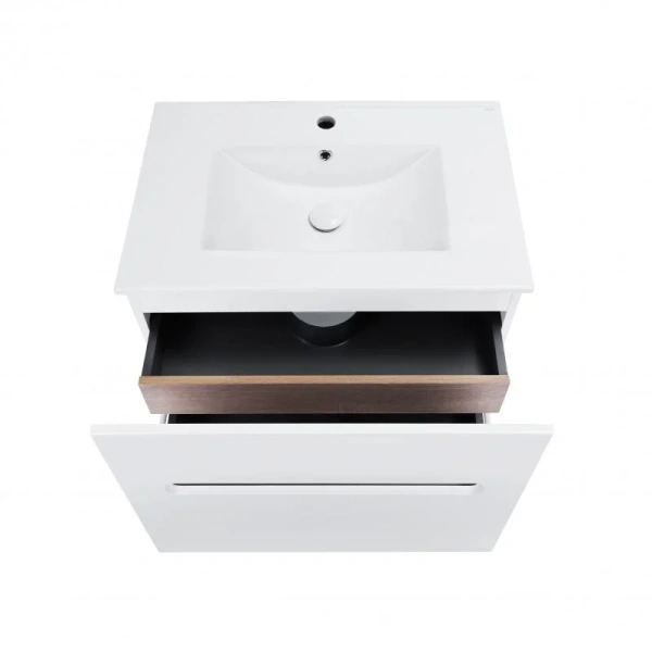 Комплект Qtap Virgo 700х580х437 White/Whitish oak підвісна тумба + раковина врізна
