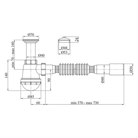Сифон для раковини Kroner 1/2"х40/50 мм