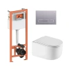 Готове рішення Qtap для ванної кімнати: підвісний унітаз Taurus Ultra Quiet 485×360×350 + комплект інсталяції Nest 4 в 1 (лінійна клавіша Satin)