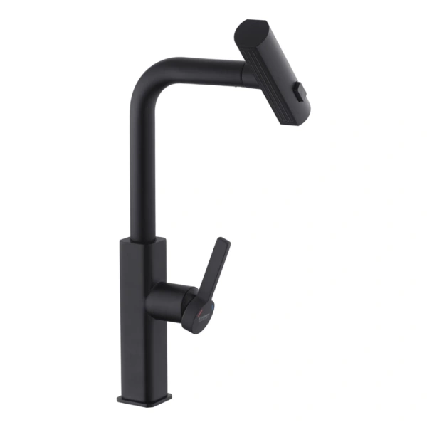 Змішувач для кухні з висувним виливом у чорному кольорі Kroner KRP Edelstahl Klassisch - SCH03918