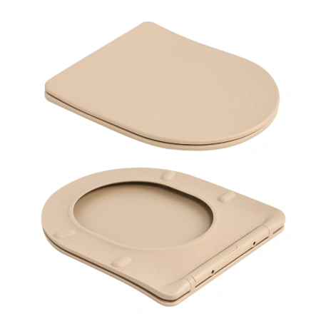 Унітаз підвісний у бежевому кольорі 490x365x325 мм з сидінням Slim Duroplast Qtap Robin