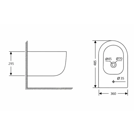 Біде підвісне Qtap Taurus 485×360×295 мм, White