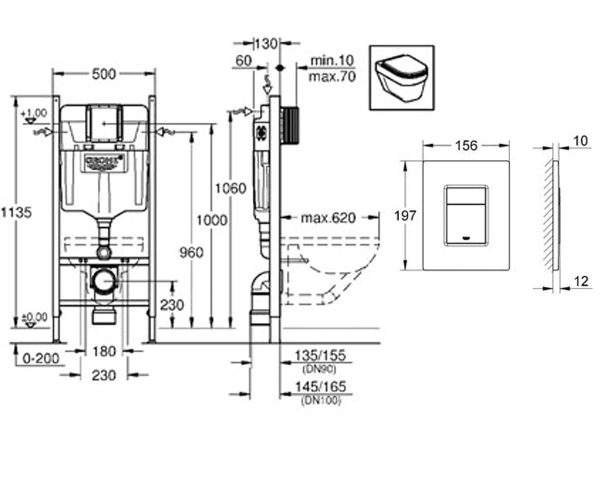 Інсталяція з клавішею 4 до 1 GROHE RAPID SL