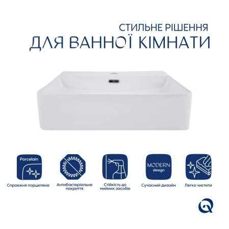 Комплект Qtap Nando LT: Раковина підвісна прамокутна 500х420х130 мм White + Донний клапан PU02O