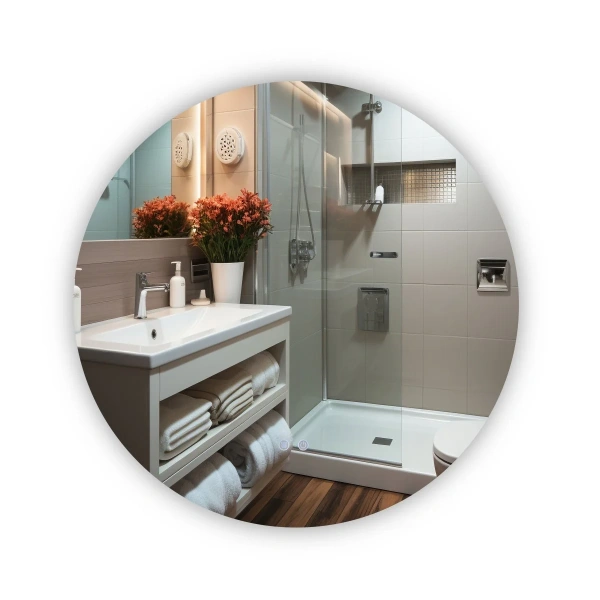 Дзеркало Qtap Taurus R800 з LED-підсвічуванням Touch, з антизапотіванням, з димером, рег. темп. кольору (3000-6500K)