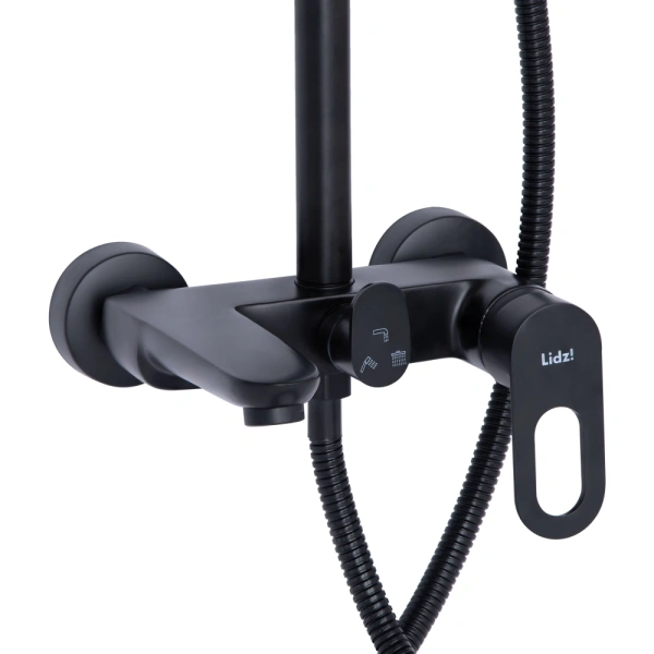 Душова система з виливом у чорному кольорі телескопічна Lidz Latwa